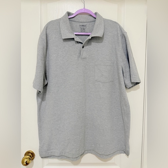 L.L. Bean Gray Cotton Polo Shirt Men’s XL Regular Fit Classic Everyday Basic - Picture 6 of 8